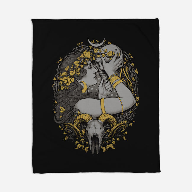 Skull Witch-None-Fleece-Blanket-MedusaD