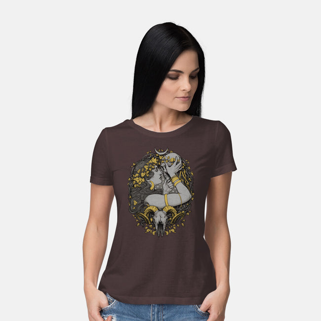 Skull Witch-Womens-Basic-Tee-MedusaD