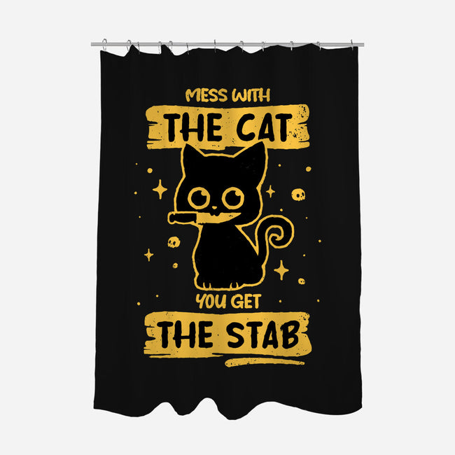 Stab Cat-None-Polyester-Shower Curtain-retrodivision