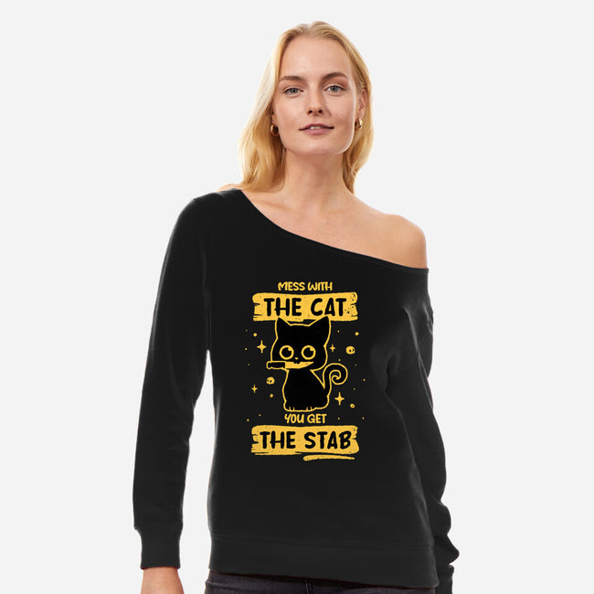 Stab Cat-Womens-Off Shoulder-Sweatshirt-retrodivision