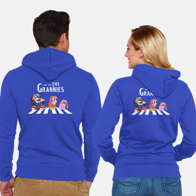 Grannies Crossing-Unisex-Zip-Up-Sweatshirt-Alexhefe