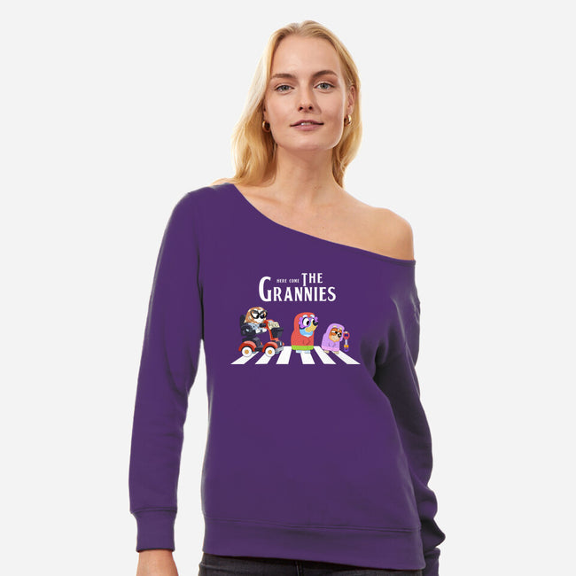 Grannies Crossing-Womens-Off Shoulder-Sweatshirt-Alexhefe