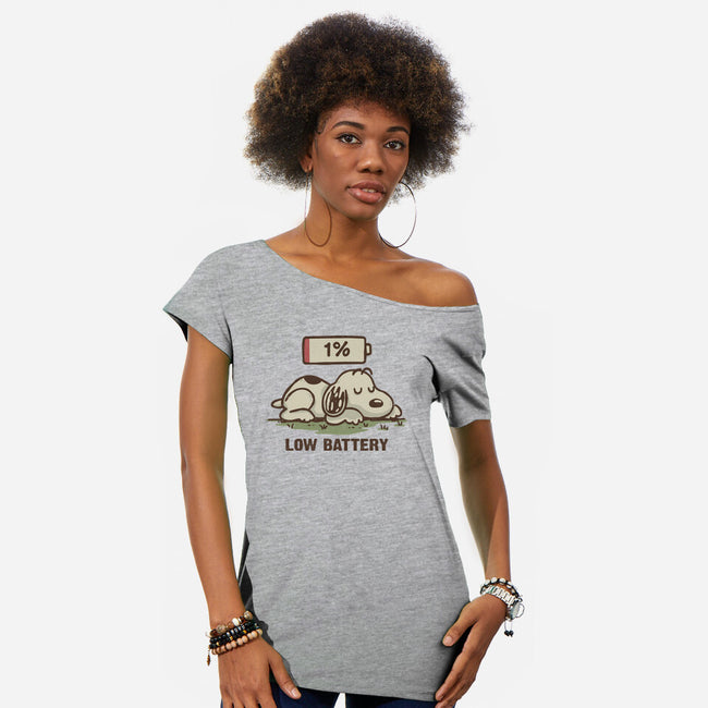 Low Battery-Womens-Off Shoulder-Tee-Xentee