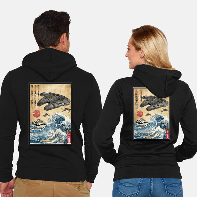 Rebels In Japan Woodblock-Unisex-Zip-Up-Sweatshirt-DrMonekers