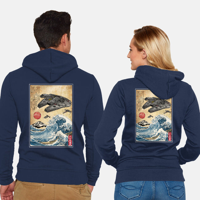 Rebels In Japan Woodblock-Unisex-Zip-Up-Sweatshirt-DrMonekers