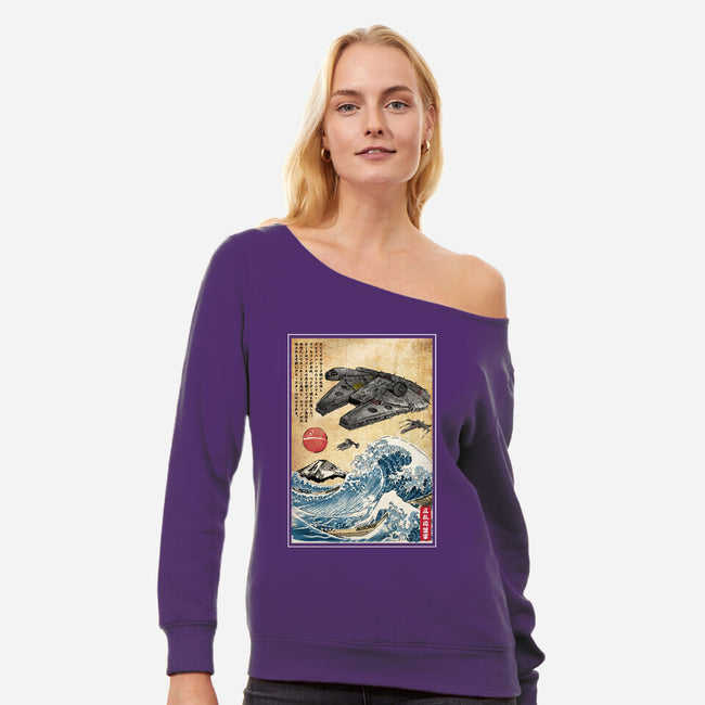 Rebels In Japan Woodblock-Womens-Off Shoulder-Sweatshirt-DrMonekers