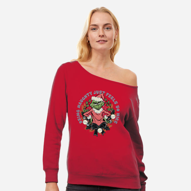 Naughty Grinch-Womens-Off Shoulder-Sweatshirt-momma_gorilla