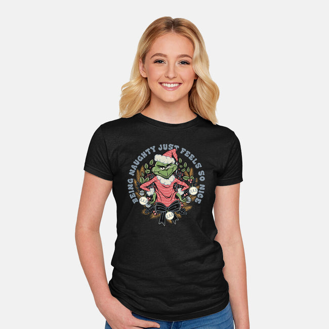 Naughty Grinch-Womens-Fitted-Tee-momma_gorilla