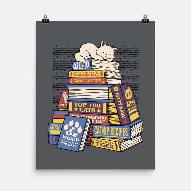 Cat Books Feline Library-None-Matte-Poster-tobefonseca