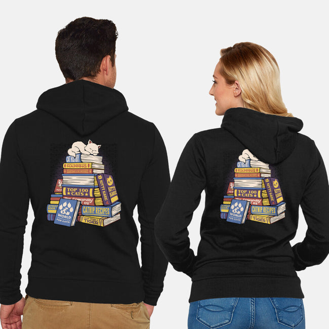 Cat Books Feline Library-Unisex-Zip-Up-Sweatshirt-tobefonseca