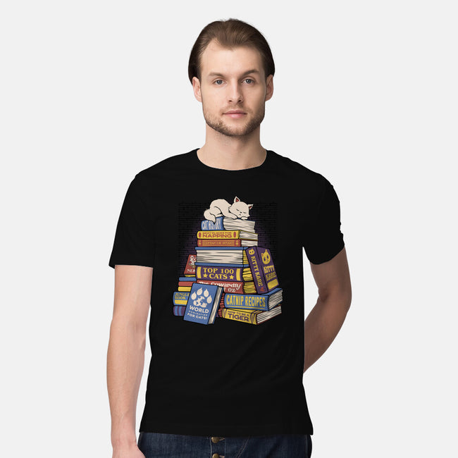 Cat Books Feline Library-Mens-Premium-Tee-tobefonseca