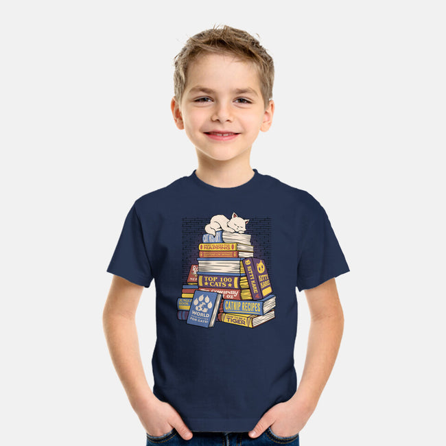 Cat Books Feline Library-Youth-Basic-Tee-tobefonseca