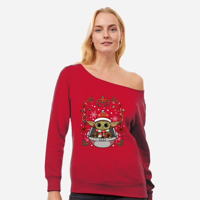 Christmas Yoda-Womens-Off Shoulder-Sweatshirt-JamesQJO