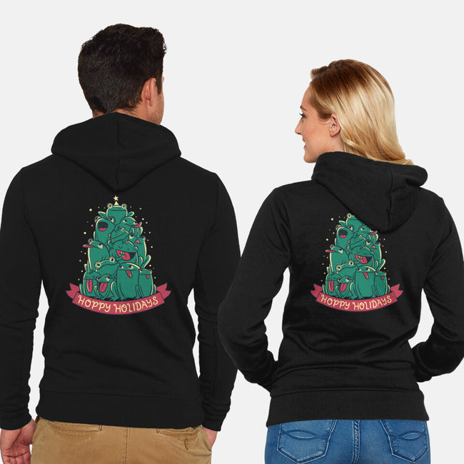 Hoppy Holidays-Unisex-Zip-Up-Sweatshirt-Aarons Art Room