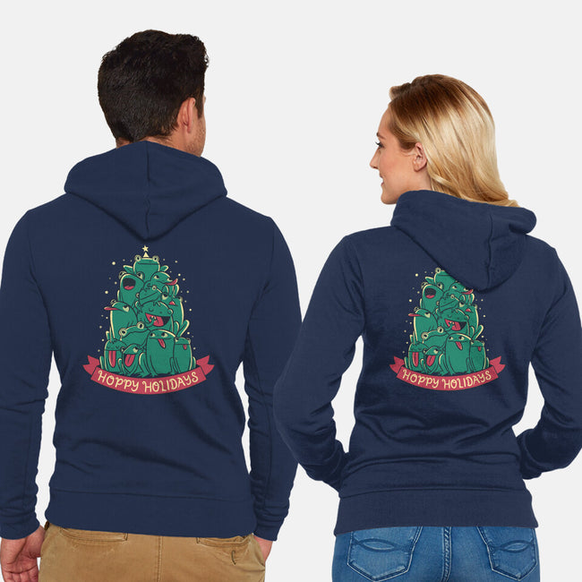 Hoppy Holidays-Unisex-Zip-Up-Sweatshirt-Aarons Art Room