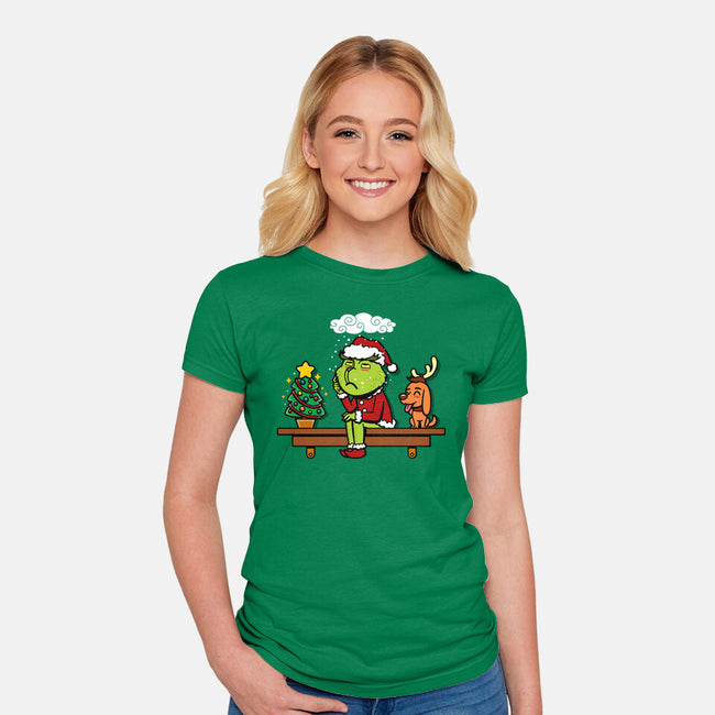 Grinch On The Shelf-Womens-Fitted-Tee-Boggs Nicolas