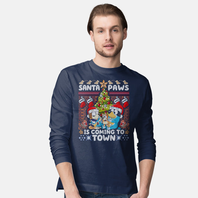 Santa Paws Is Coming-Mens-Long Sleeved-Tee-CoD Designs