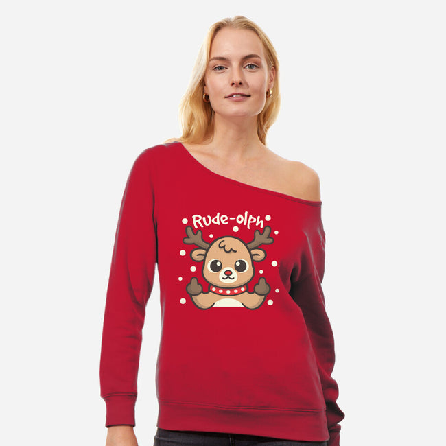 Rude Olph-Womens-Off Shoulder-Sweatshirt-NemiMakeit