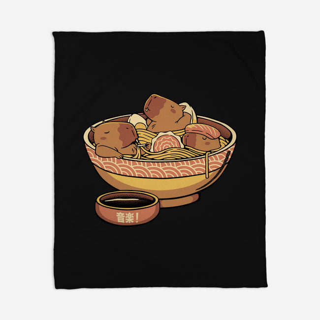 Capybara Cute Ramen-None-Fleece-Blanket-tobefonseca