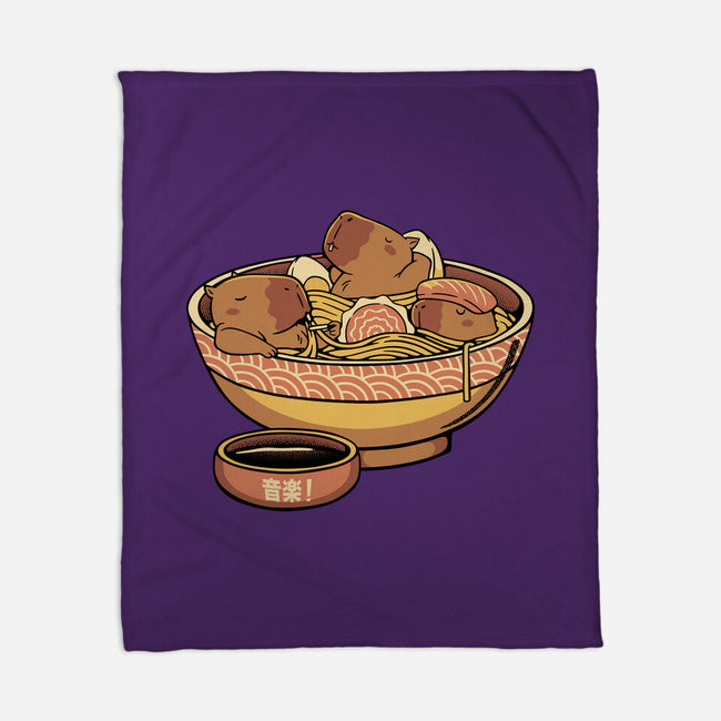 Capybara Cute Ramen-None-Fleece-Blanket-tobefonseca