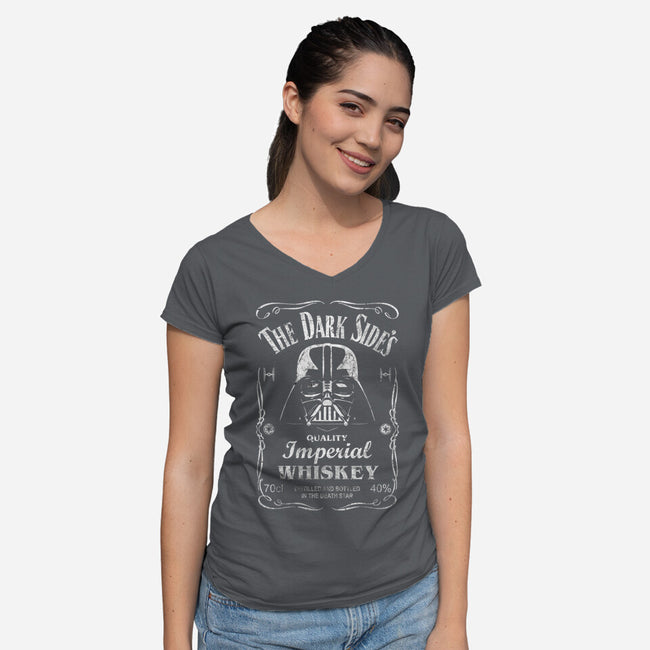 The Dark Side's Whiskey-Womens-V-Neck-Tee-NMdesign