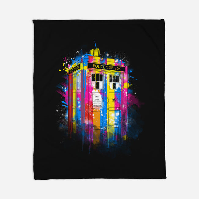 Rainbow Tardis-None-Fleece-Blanket-kharmazero