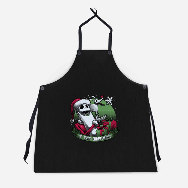 Skeleton Christmas Halloween-Unisex-Kitchen-Apron-Studio Mootant