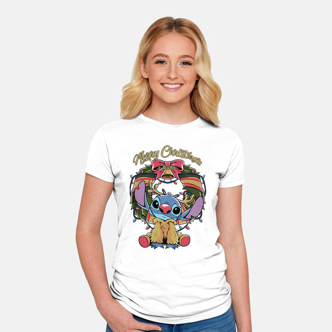 Stitch Christimas-Womens-Fitted-Tee-Nihon Bunka