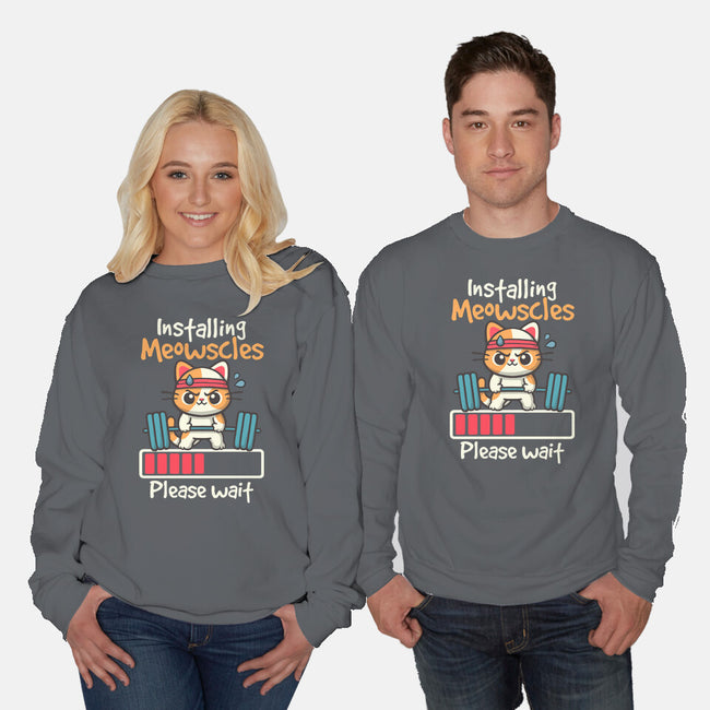 Installing Meowscles-Unisex-Crew Neck-Sweatshirt-NemiMakeit