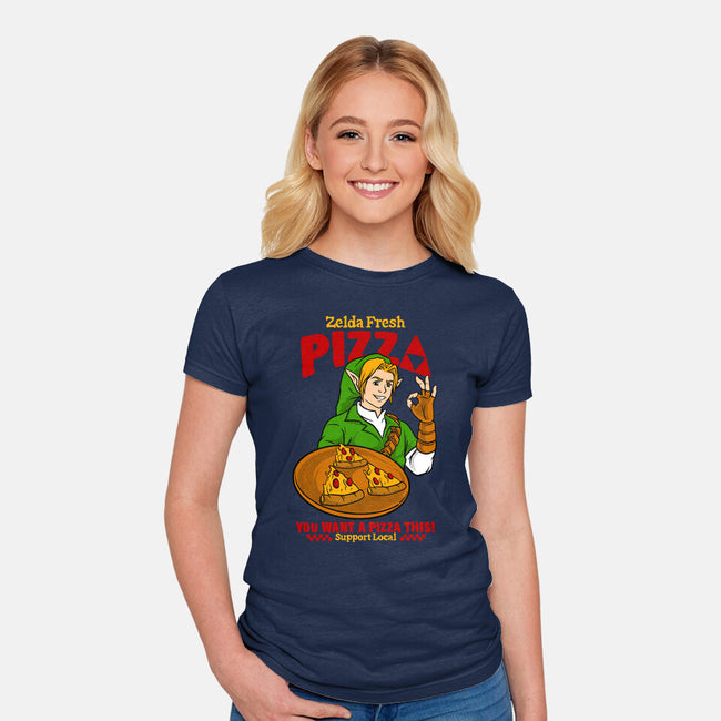 Fresh Pizza-Womens-Fitted-Tee-spoilerinc