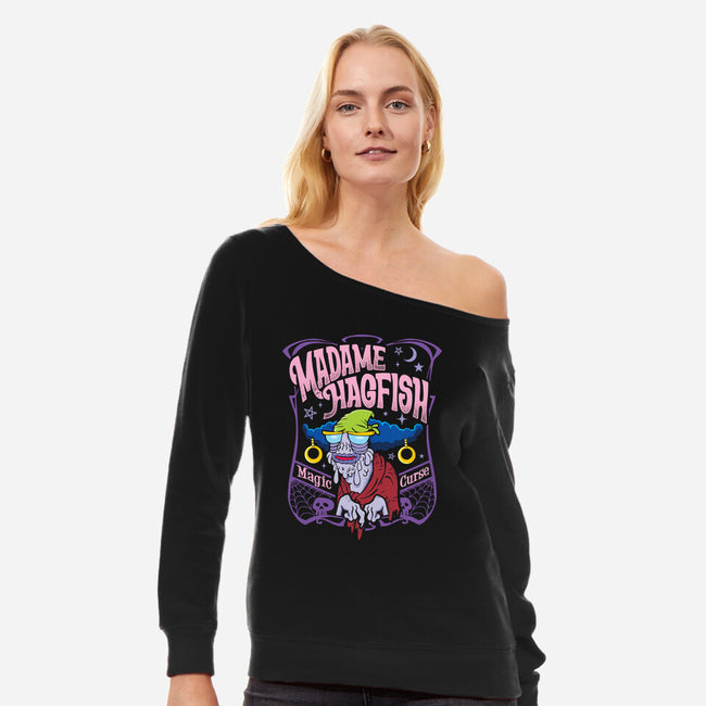 Madame Hagfish-Womens-Off Shoulder-Sweatshirt-arace