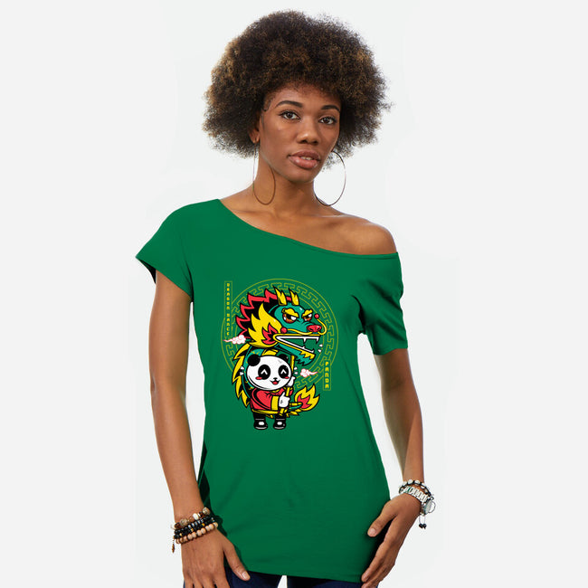 Dragon Dance Panda-Womens-Off Shoulder-Tee-krisren28