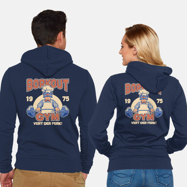 Borkout Gym-Unisex-Zip-Up-Sweatshirt-retrodivision