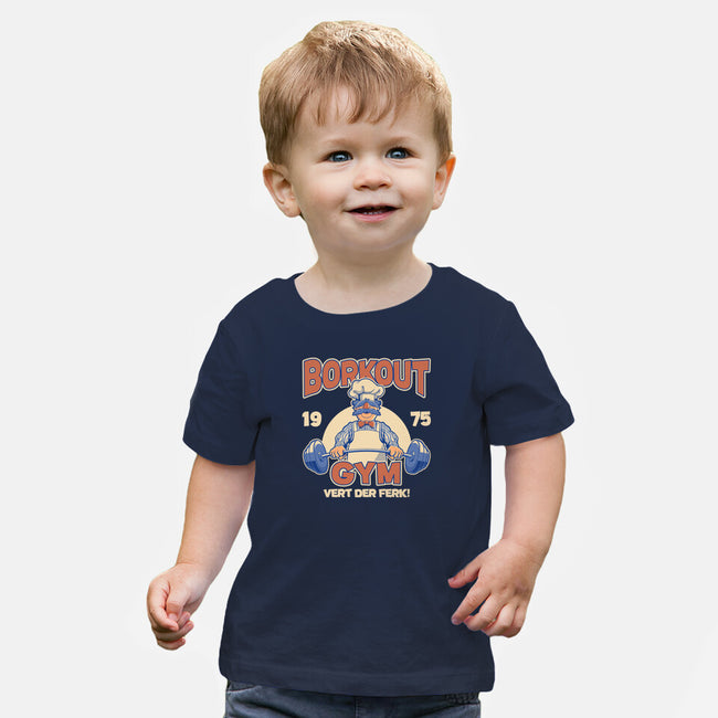 Borkout Gym-Baby-Basic-Tee-retrodivision