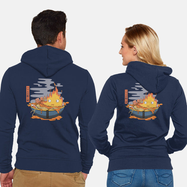 Calcifer Ramen-Unisex-Zip-Up-Sweatshirt-Claudia