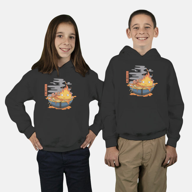 Calcifer Ramen-Youth-Pullover-Sweatshirt-Claudia