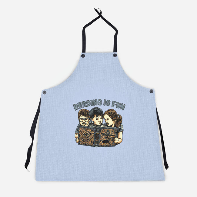 Reading Is Fun For Us-Unisex-Kitchen-Apron-momma_gorilla