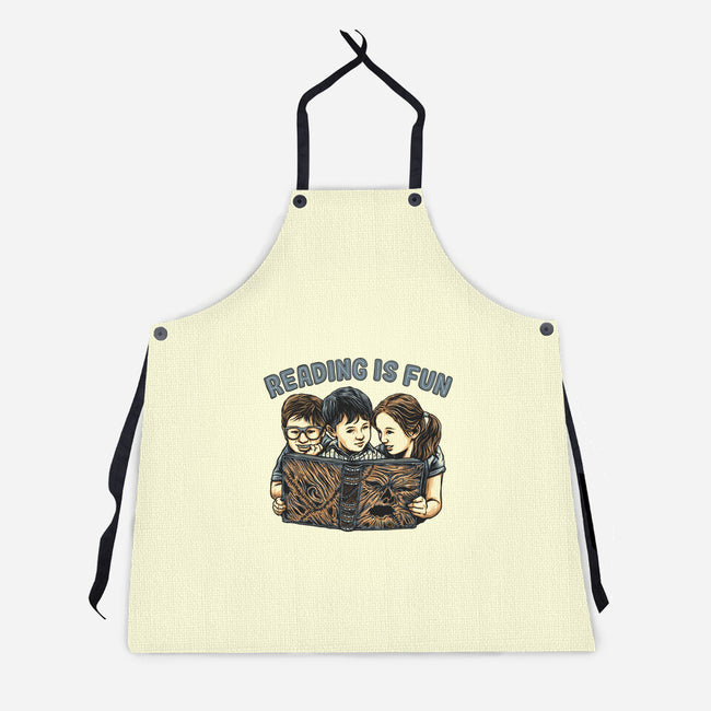 Reading Is Fun For Us-Unisex-Kitchen-Apron-momma_gorilla