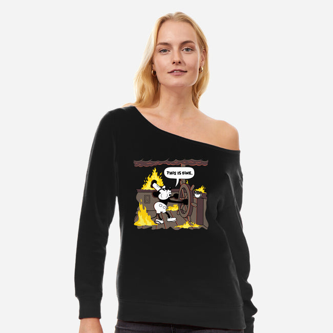 Everything's Fine On The Steamboat-Womens-Off Shoulder-Sweatshirt-rocketman_art