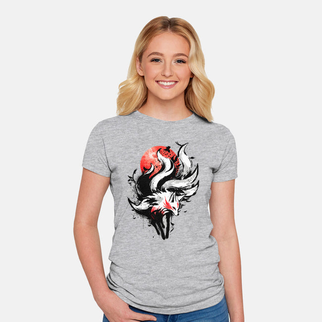 Kitsune Fox Splash-Womens-Fitted-Tee-fanfreak1