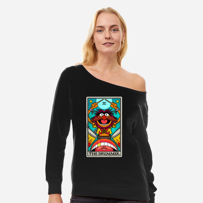 The Drummer-Womens-Off Shoulder-Sweatshirt-drbutler