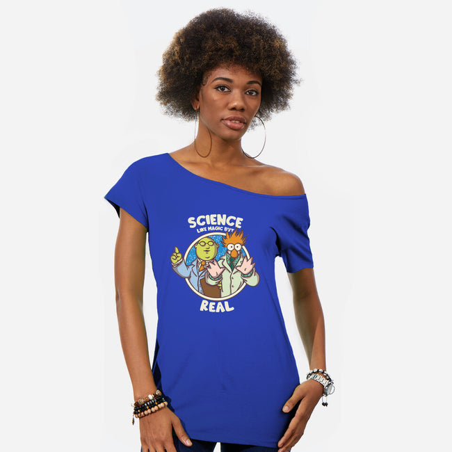 Science Like Magic-Womens-Off Shoulder-Tee-turborat14