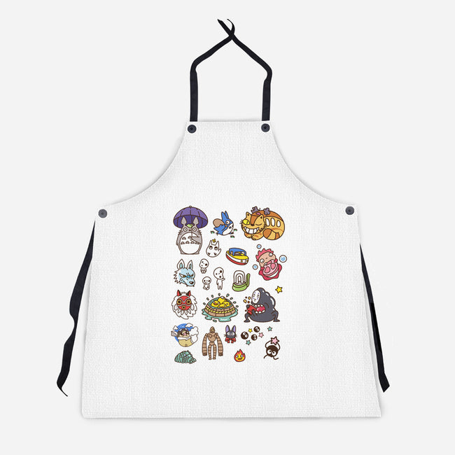 Ghibli Cuties-Unisex-Kitchen-Apron-demonigote