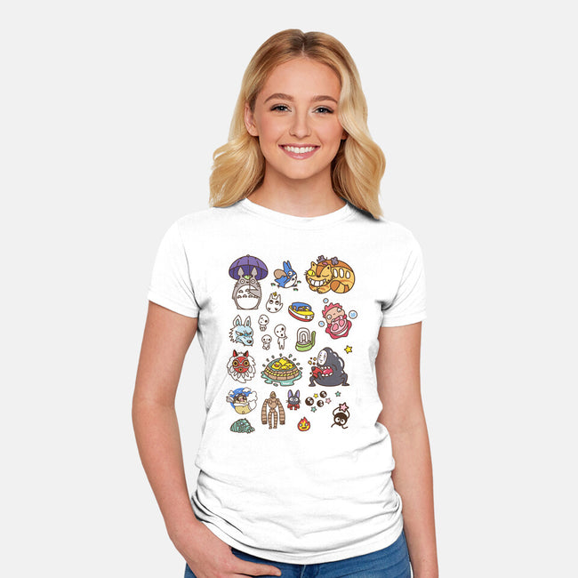 Ghibli Cuties-Womens-Fitted-Tee-demonigote