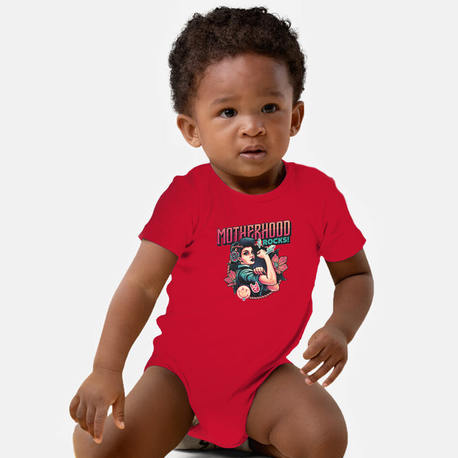 Motherhood Rocks-Baby-Basic-Onesie-momma_gorilla