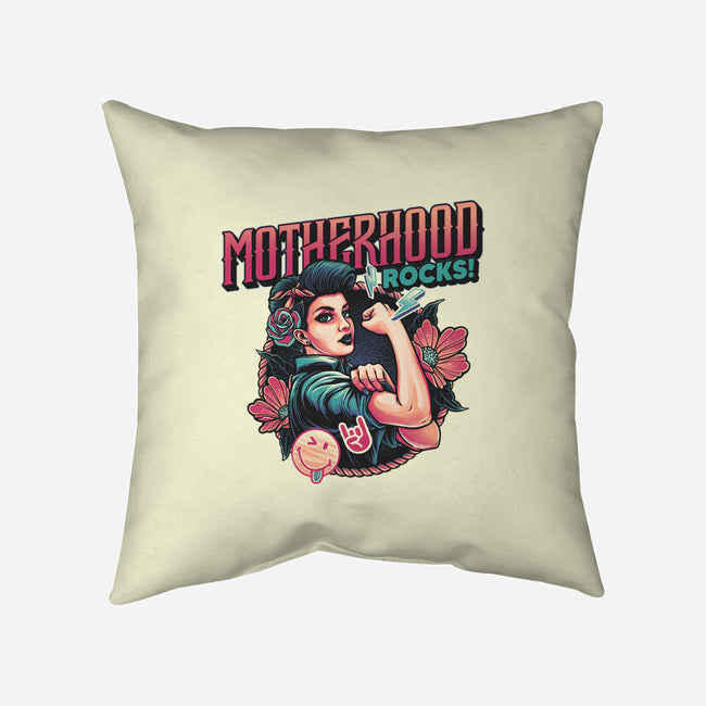 Motherhood Rocks-None-Removable Cover-Throw Pillow-momma_gorilla