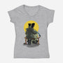 Monster And Bride Gazing At The Moon-Womens-V-Neck-Tee-zascanauta