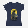 Monster And Bride Gazing At The Moon-Womens-V-Neck-Tee-zascanauta