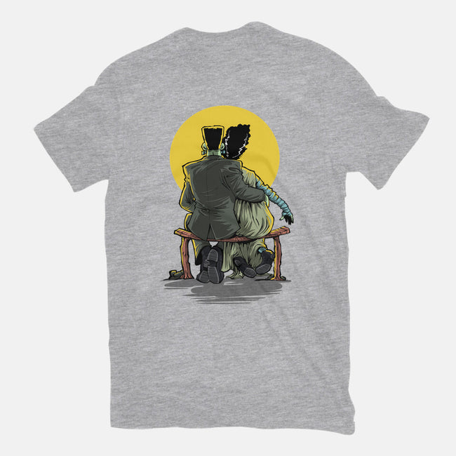 Monster And Bride Gazing At The Moon-Unisex-Basic-Tee-zascanauta