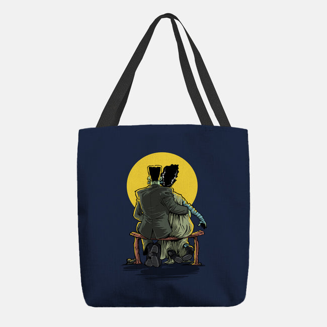 Monster And Bride Gazing At The Moon-None-Basic Tote-Bag-zascanauta